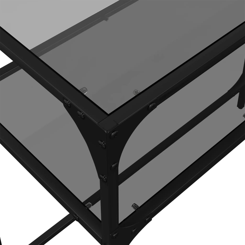 konsolbord med sort glastop 80x35x81 cm stål
