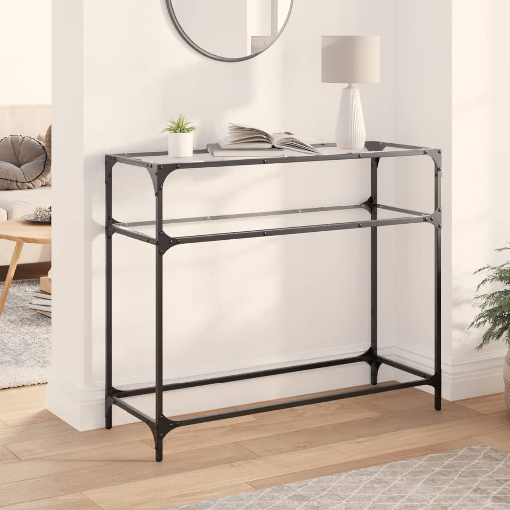konsolbord med transparent glastop 98x35x81 cm stål billede