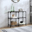 konsolbord med transparent glastop 98x30x81 cm stål