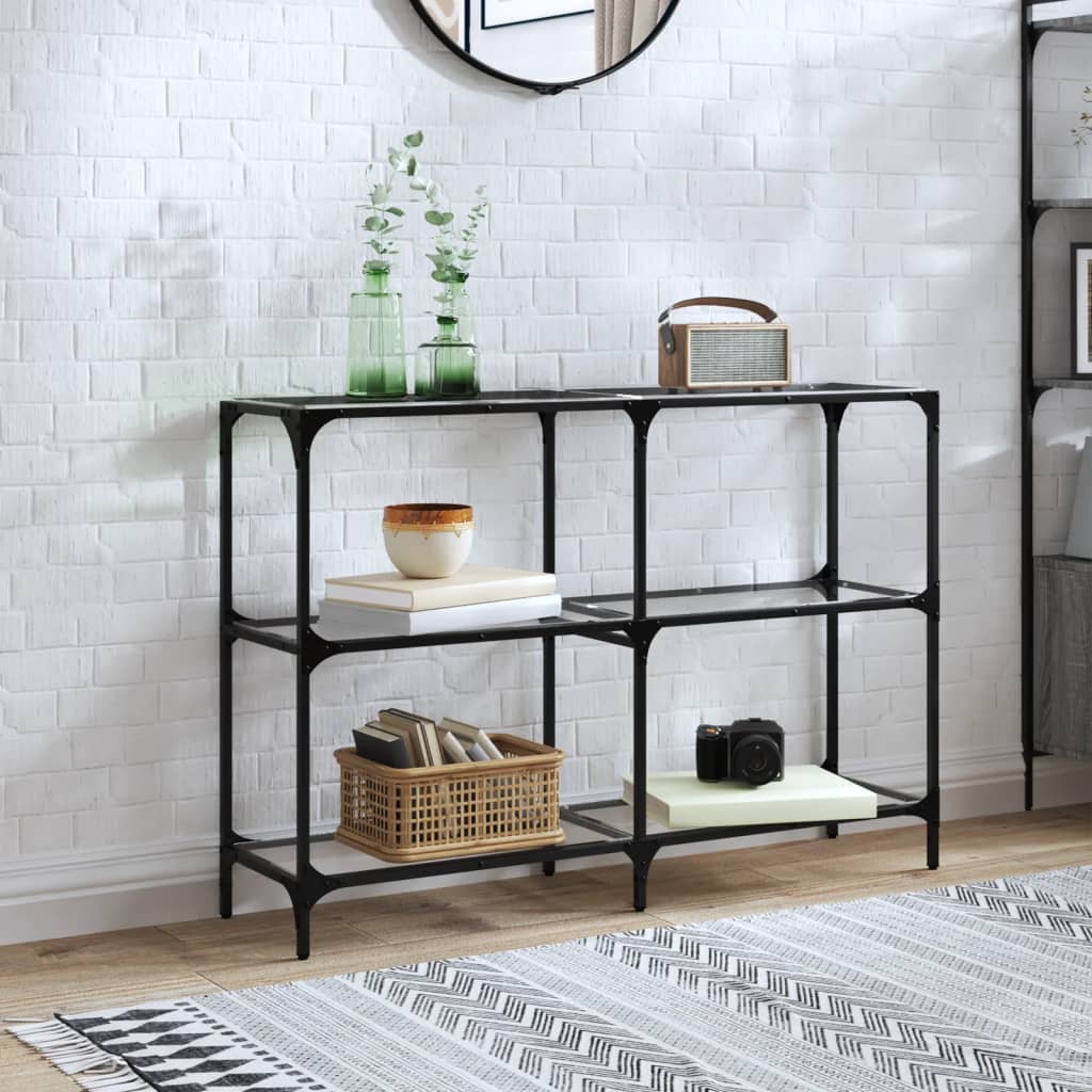 konsolbord med transparent glastop 118,5x30x81 cm stål billede