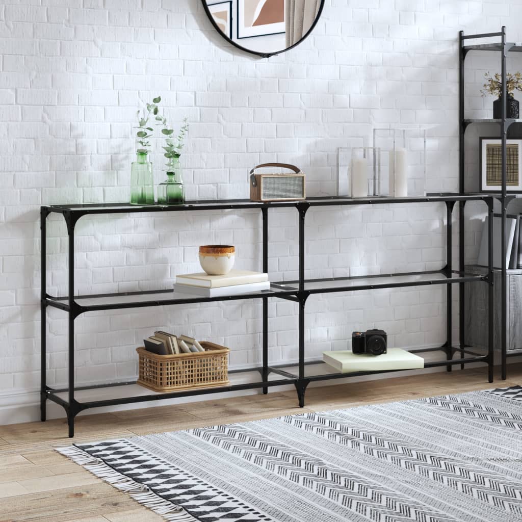 konsolbord med transparent glastop 194,5x30x81 cm stål