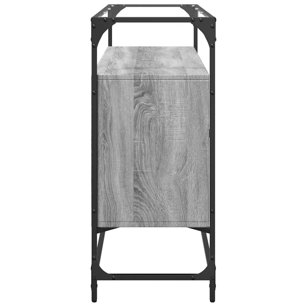 skænk med glastop 98x35x81 cm konstrueret træ grå sonoma-eg