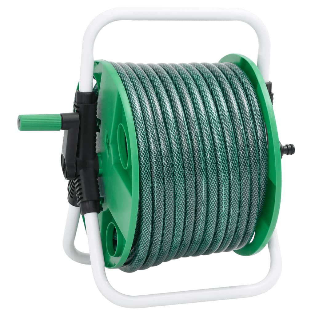 fritstående slangetromle med 20 m slange PVC grøn