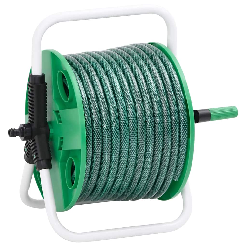 fritstående slangetromle m. tilslutningssæt 0,5" 50 m PVC grøn