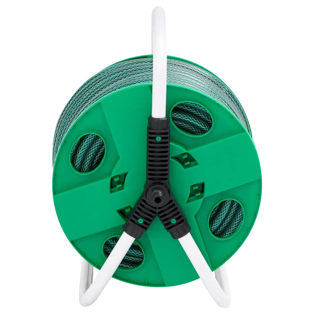 fritstående slangetromle m. tilslutningssæt 0,5" 50 m PVC grøn