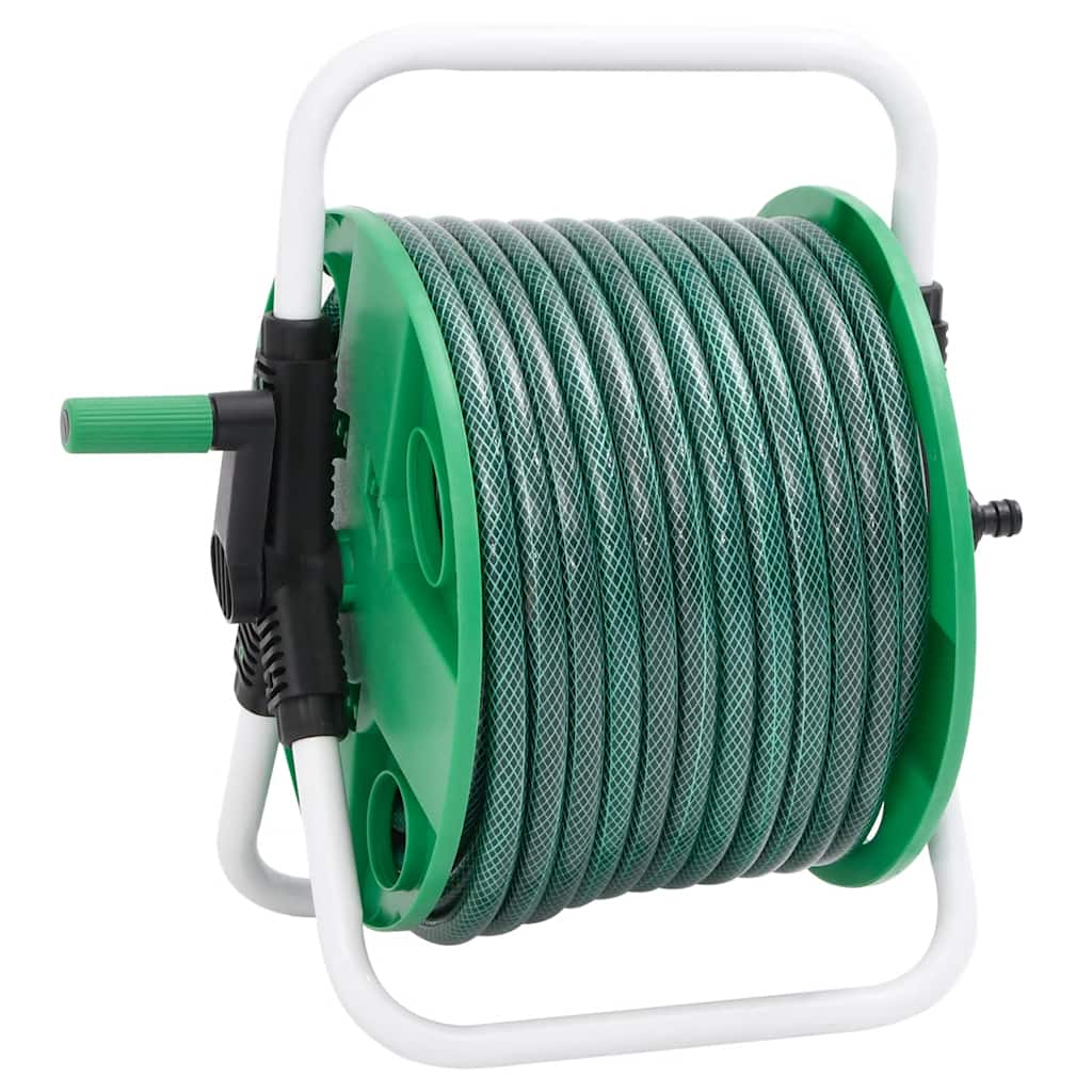 fritstående slangetromle m. tilslutningssæt 0,5" 50 m PVC grøn