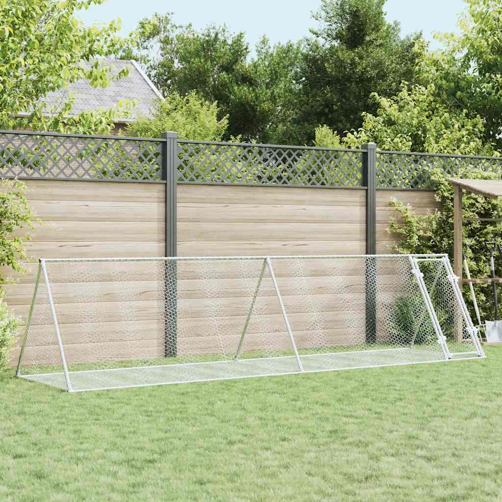 kaninbur 400x105x91 cm galvaniseret stål sølvfarvet billede