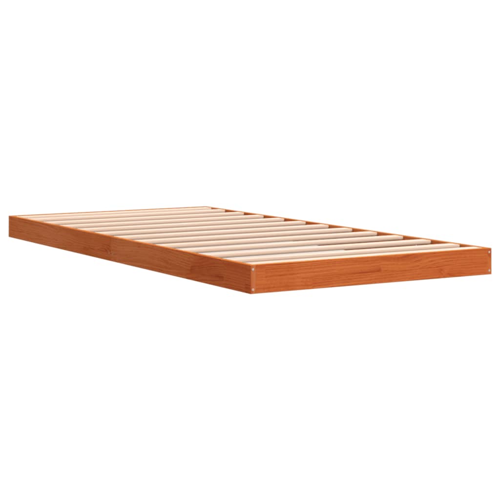 sengeramme 100x200 cm massivt fyrretræ gyldenbrun