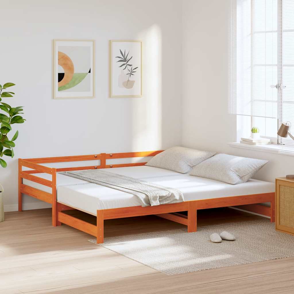 daybed med udtræk 90x200 cm massivt fyrretræ gyldenbrun