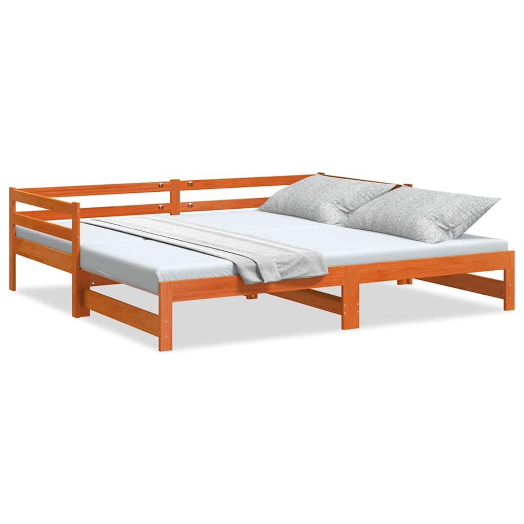 daybed m. udtræk uden madrasser 90x190cm massivt træ gyldenbrun