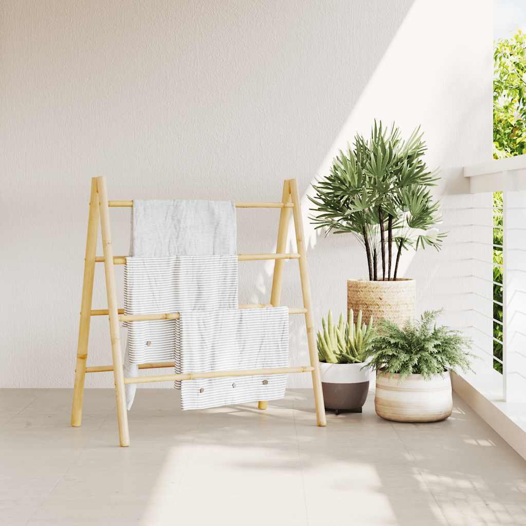 dobbelt håndklædestativ 90x50x100 cm 4 stænger bambus