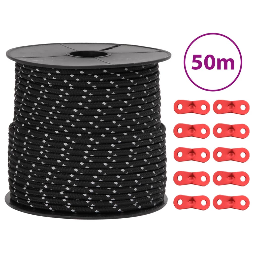 selvlysende bardunline med bardunspænder 50 m 4 mm billede
