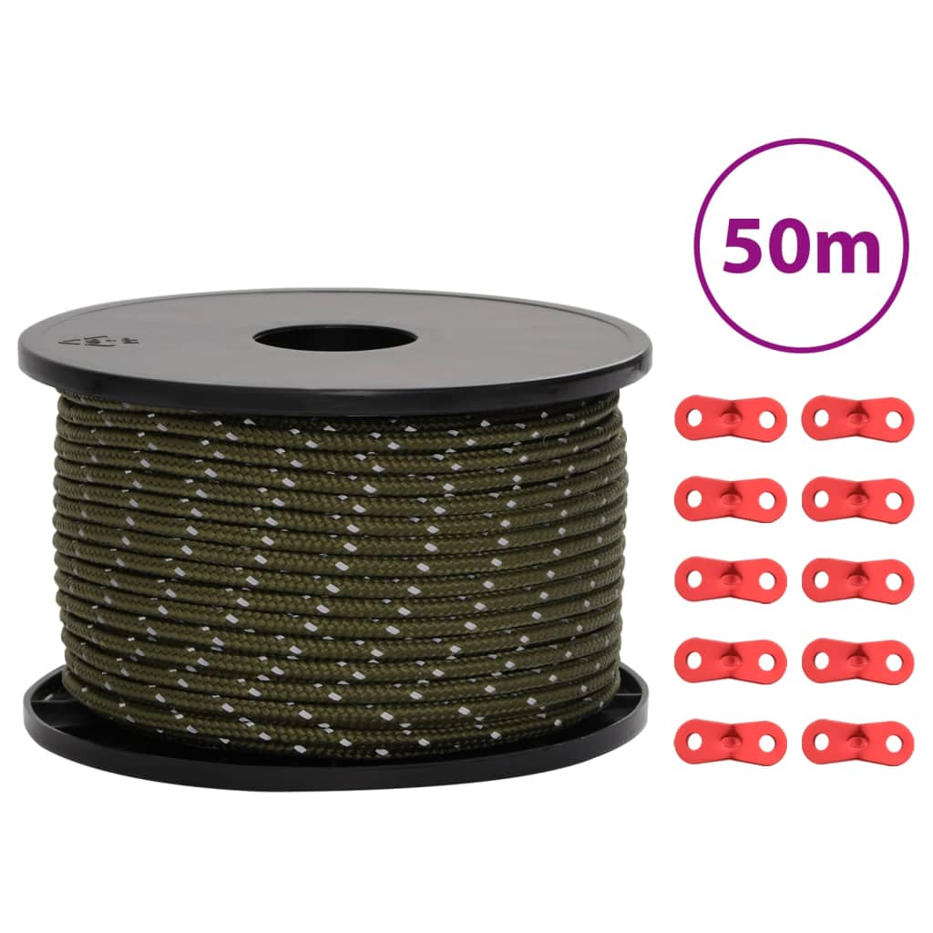 selvlysende bardunline med bardunspænder 50 m 5 mm billede