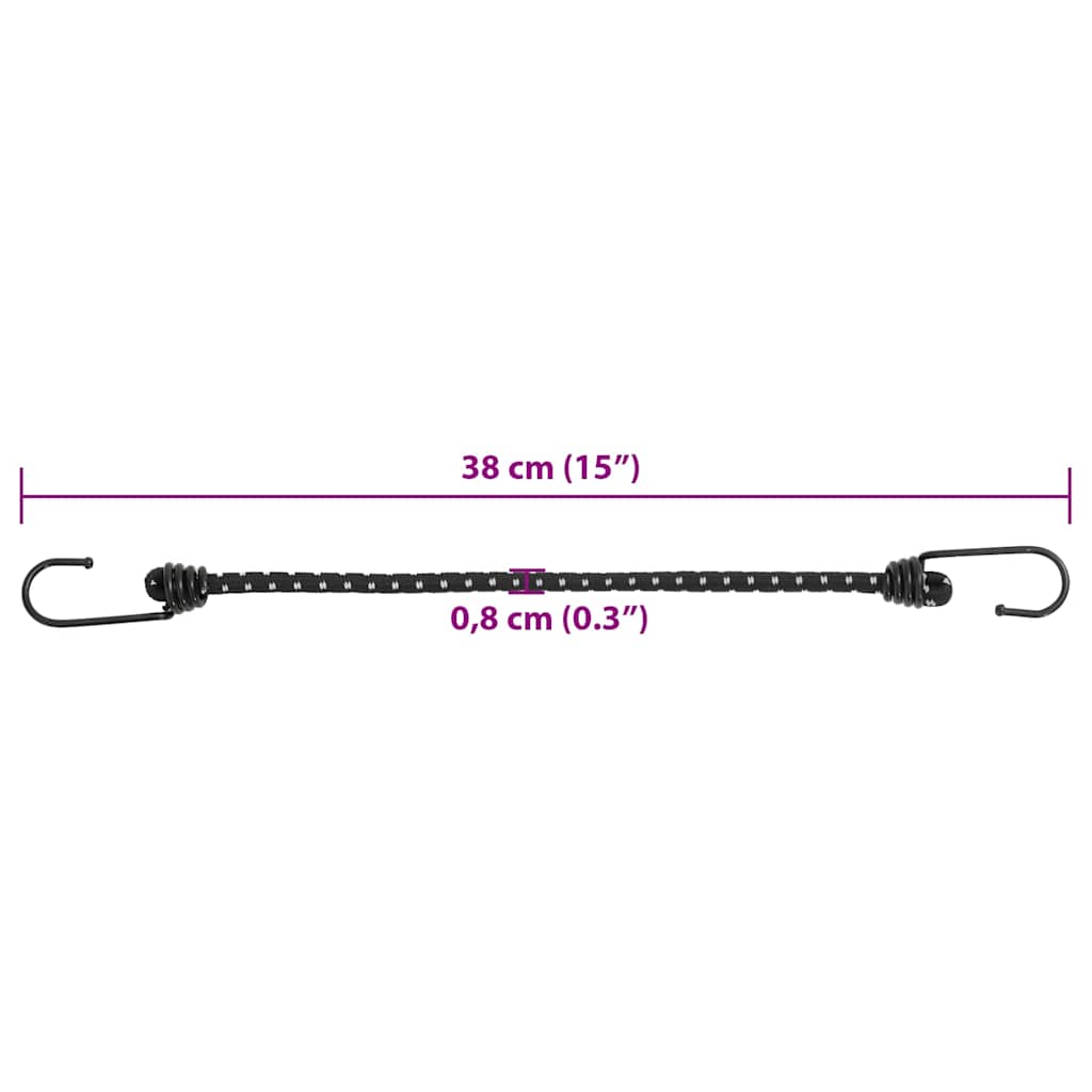 elastiksnore 25 stk. med refleksstriber og kroge 38 cm