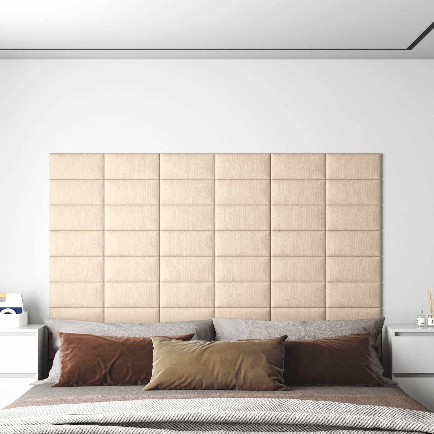 Væghovedgærde 12 pcs 30 x 15 cm Creme Stof