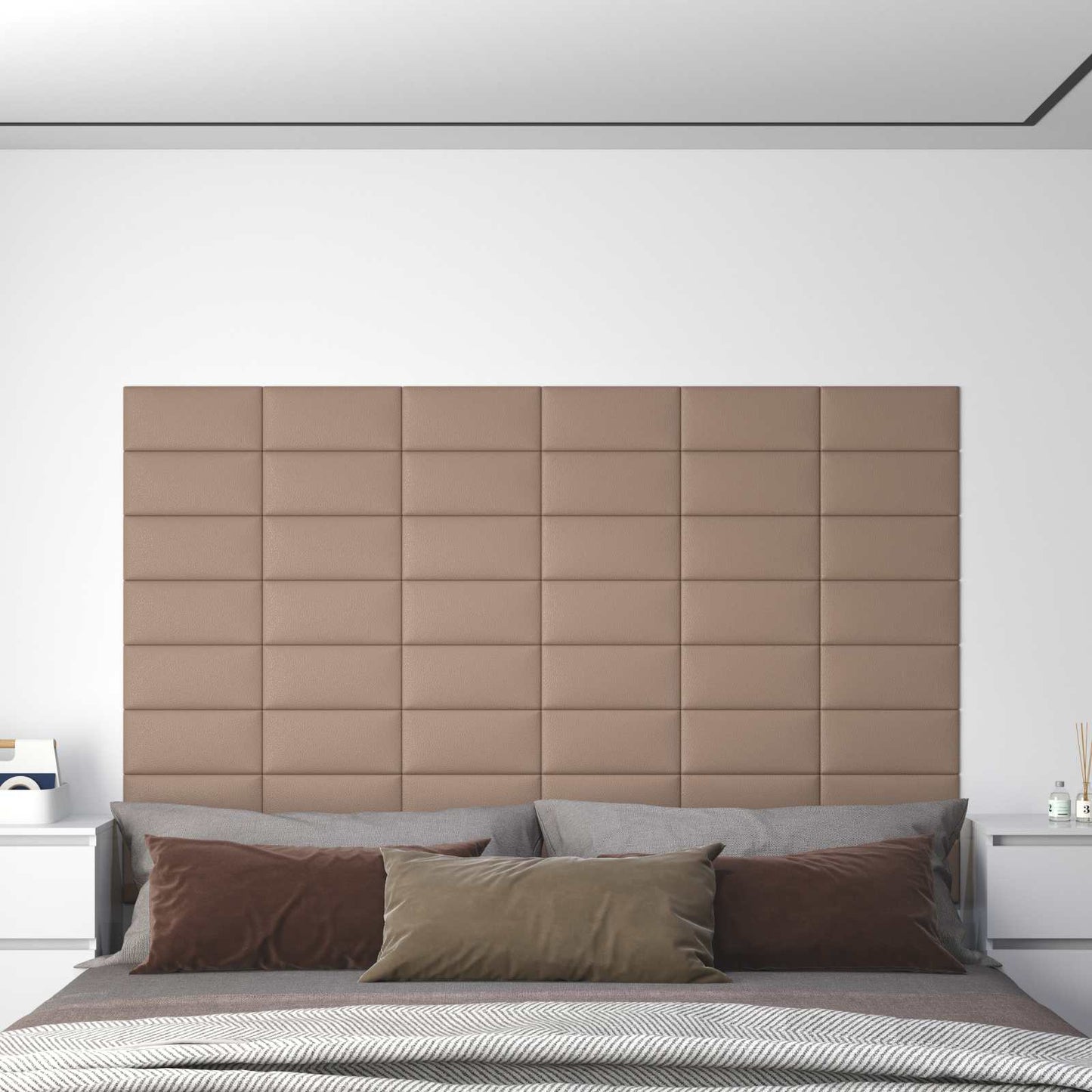 Væghovedgærde 12 pcs 30 x 15 cm Cappuccino Stof