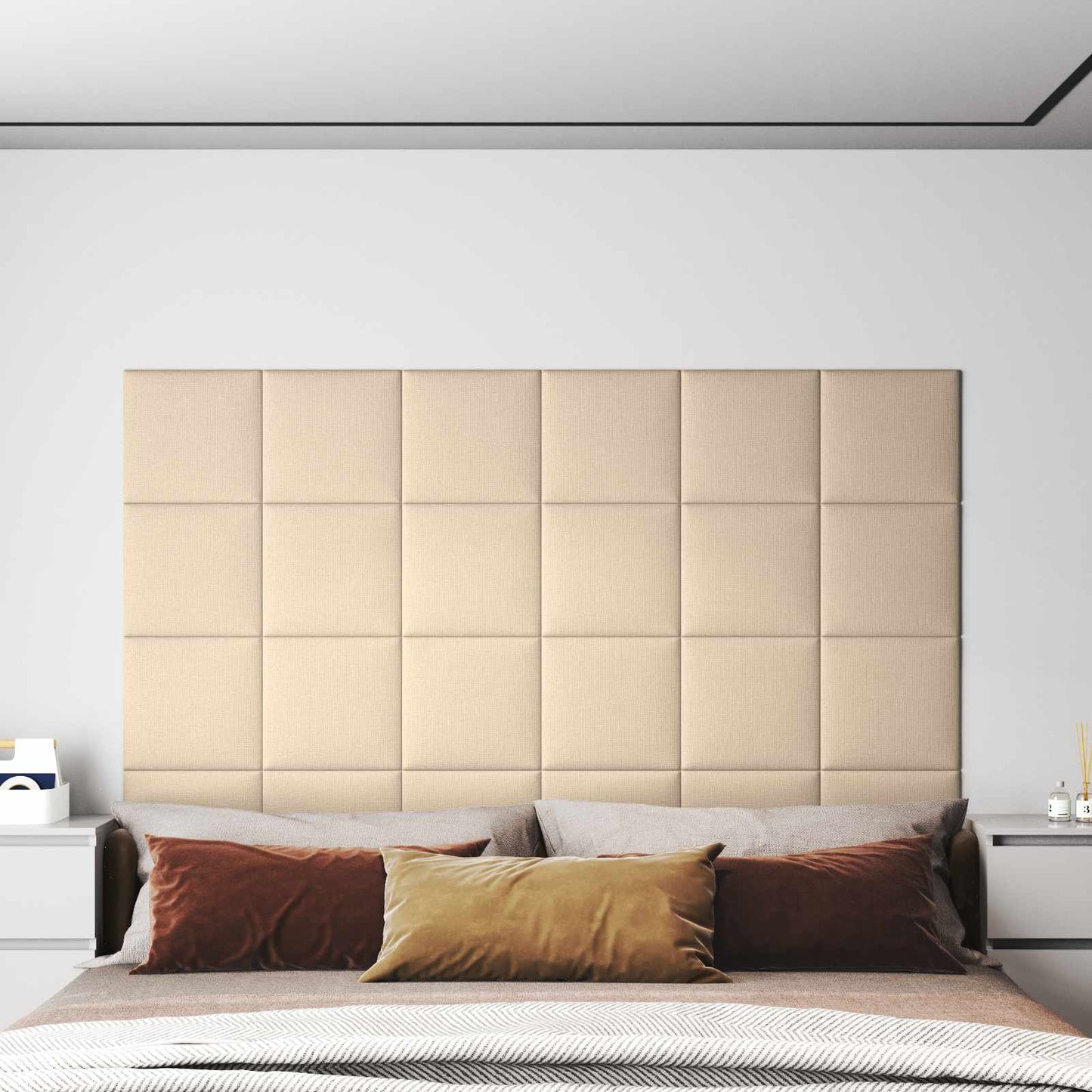 Væghovedgærde 12 pcs 30 x 30 cm Creme Stof