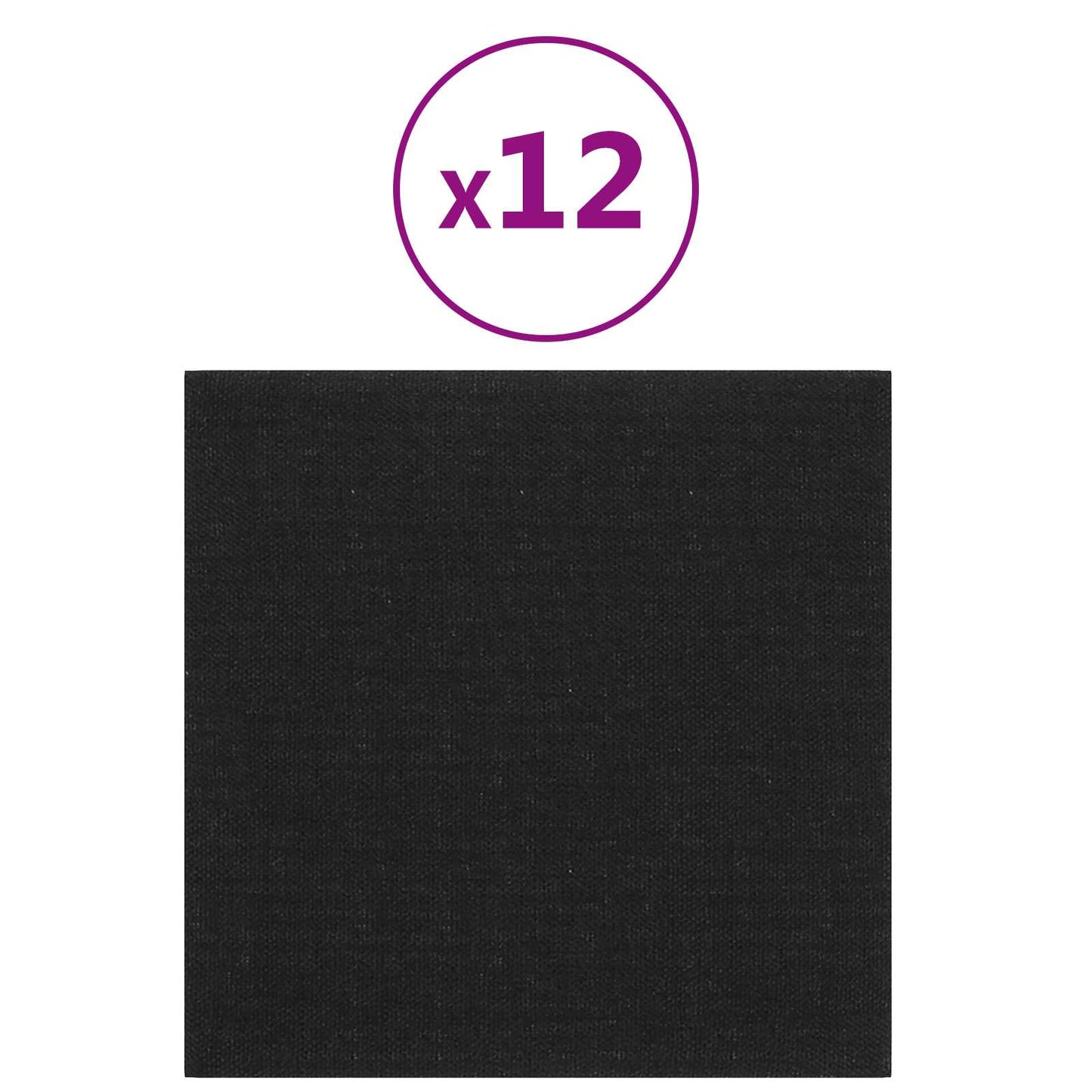 Væghovedgærde 12 pcs 30 x 30 cm Sort Stof