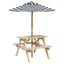 picnicbord til 4 børn m. parasol massivt grantræ
