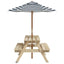 picnicbord til 4 børn m. parasol massivt grantræ