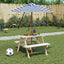 picnicbord til 4 børn m. parasol massivt grantræ