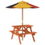 picnicbord til 4 børn m. parasol massivt grantræ