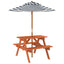 picnicbord til 4 børn m. parasol massivt grantræ