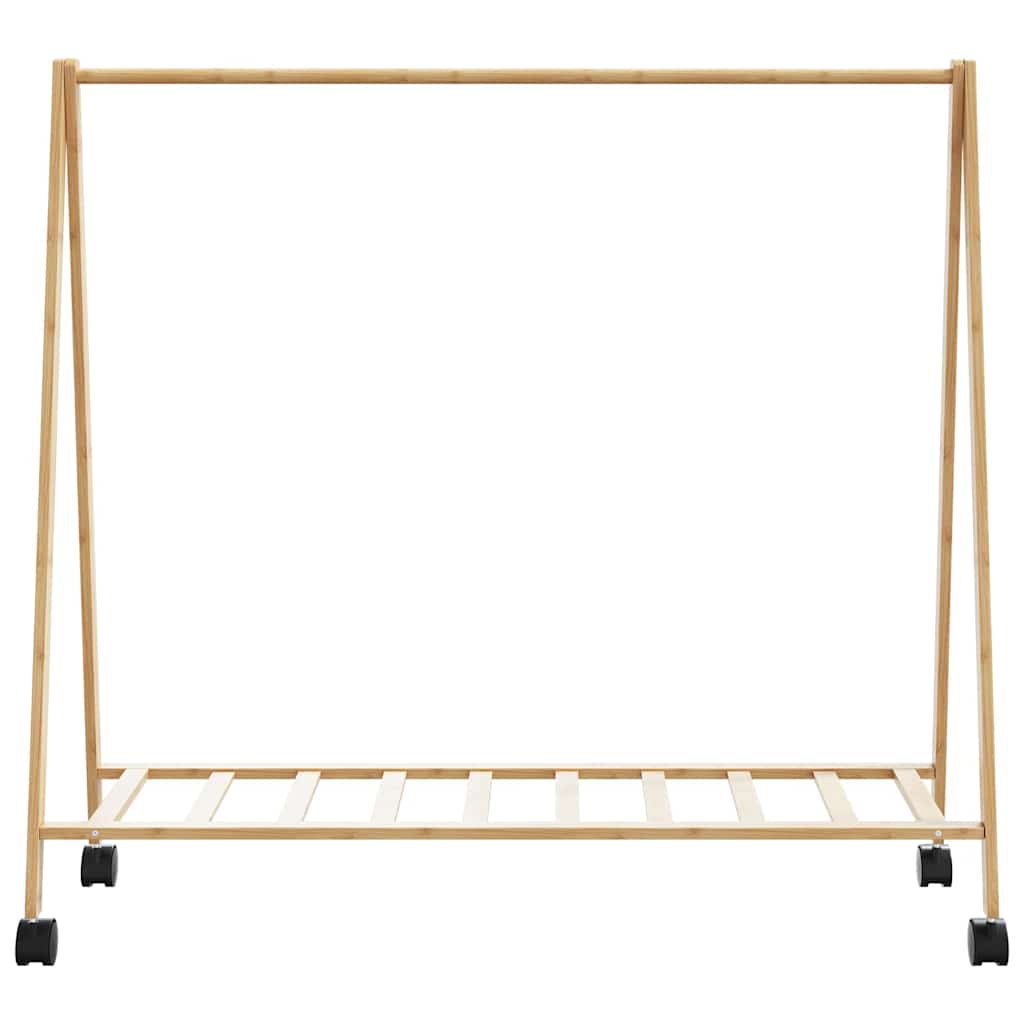 tøjstativ med hylder og hjul 106x34x106,5 cm bambus