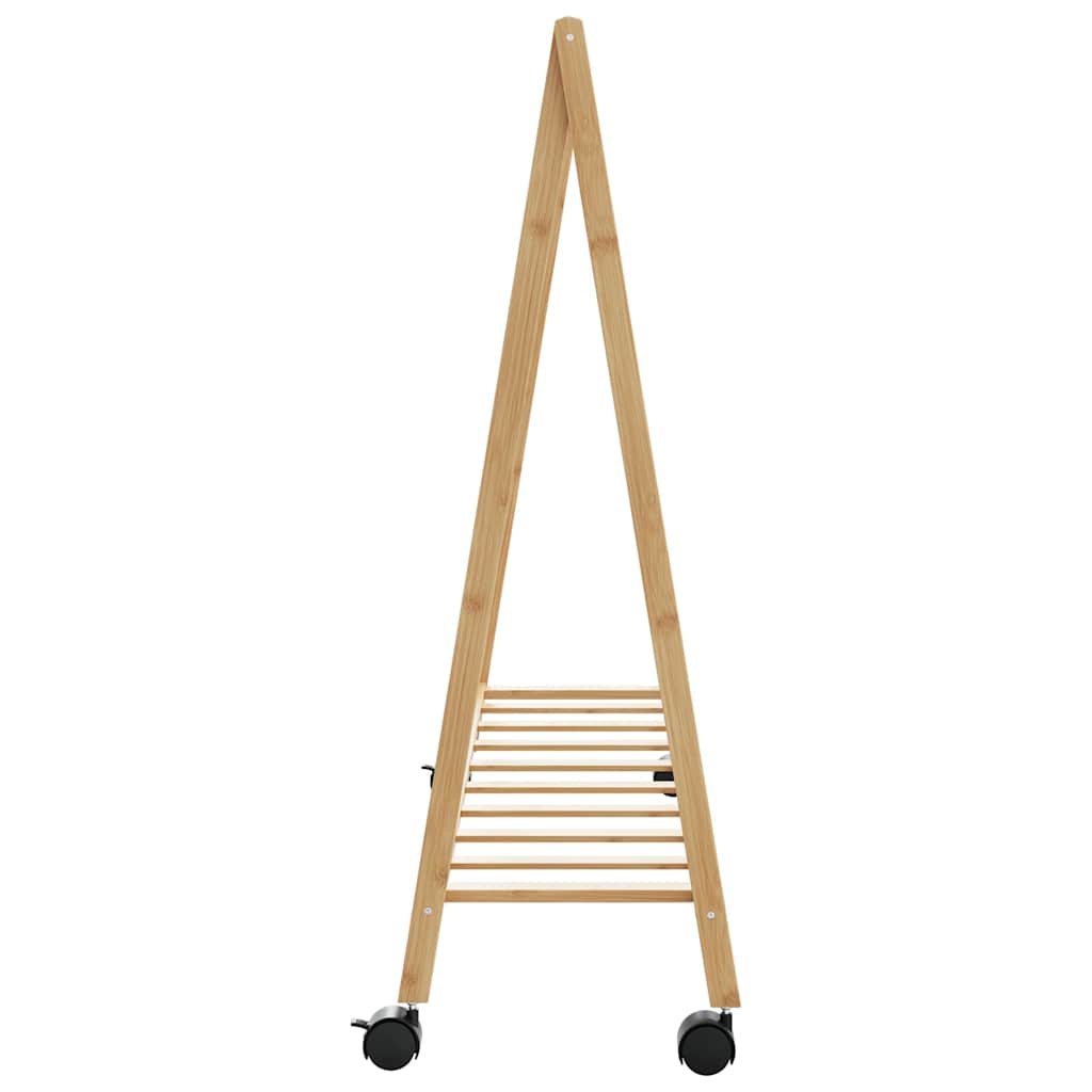 tøjstativ med hylder og hjul 106x34x106,5 cm bambus