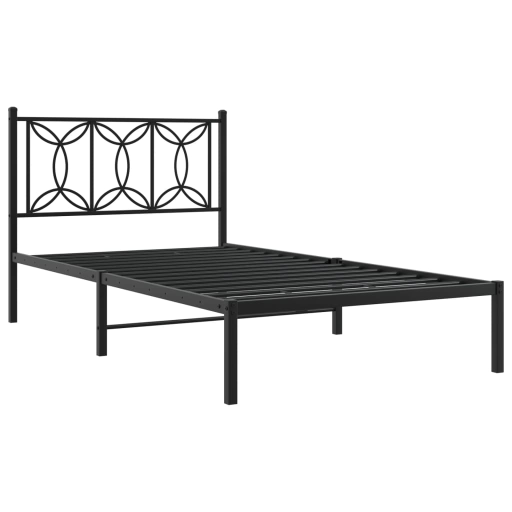 sengeramme med sengegavl 100x190 cm metal sort
