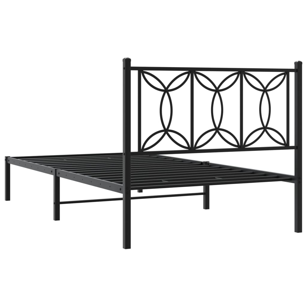 sengeramme med sengegavl 100x190 cm metal sort