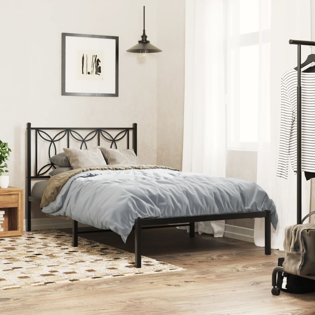 sengeramme med sengegavl 100x200 cm metal sort
