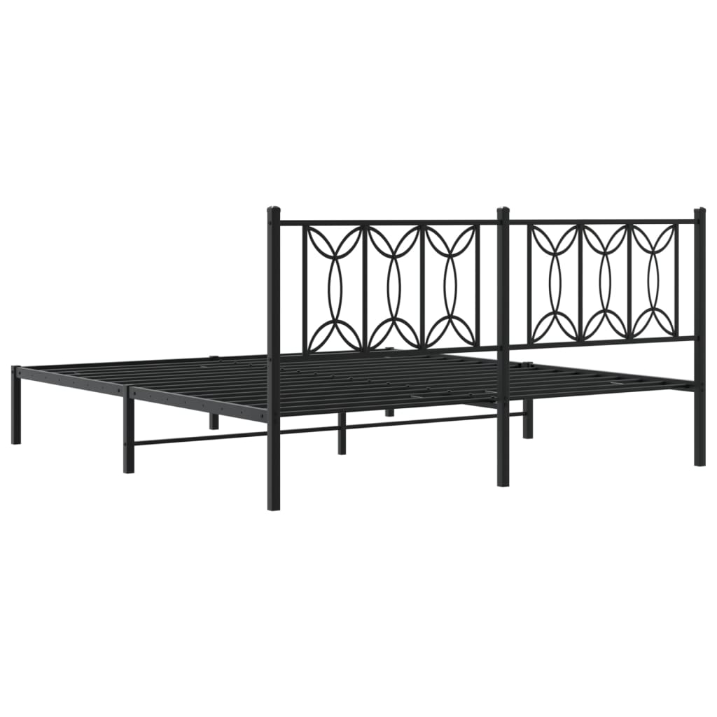 sengeramme med sengegavl 180x200 cm metal sort