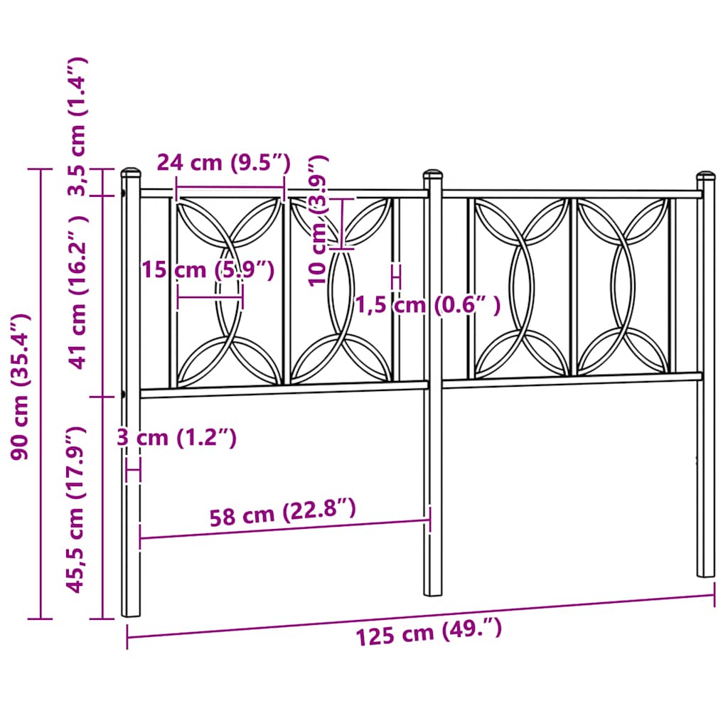 udskiftningsgavl 107 cm metal sort