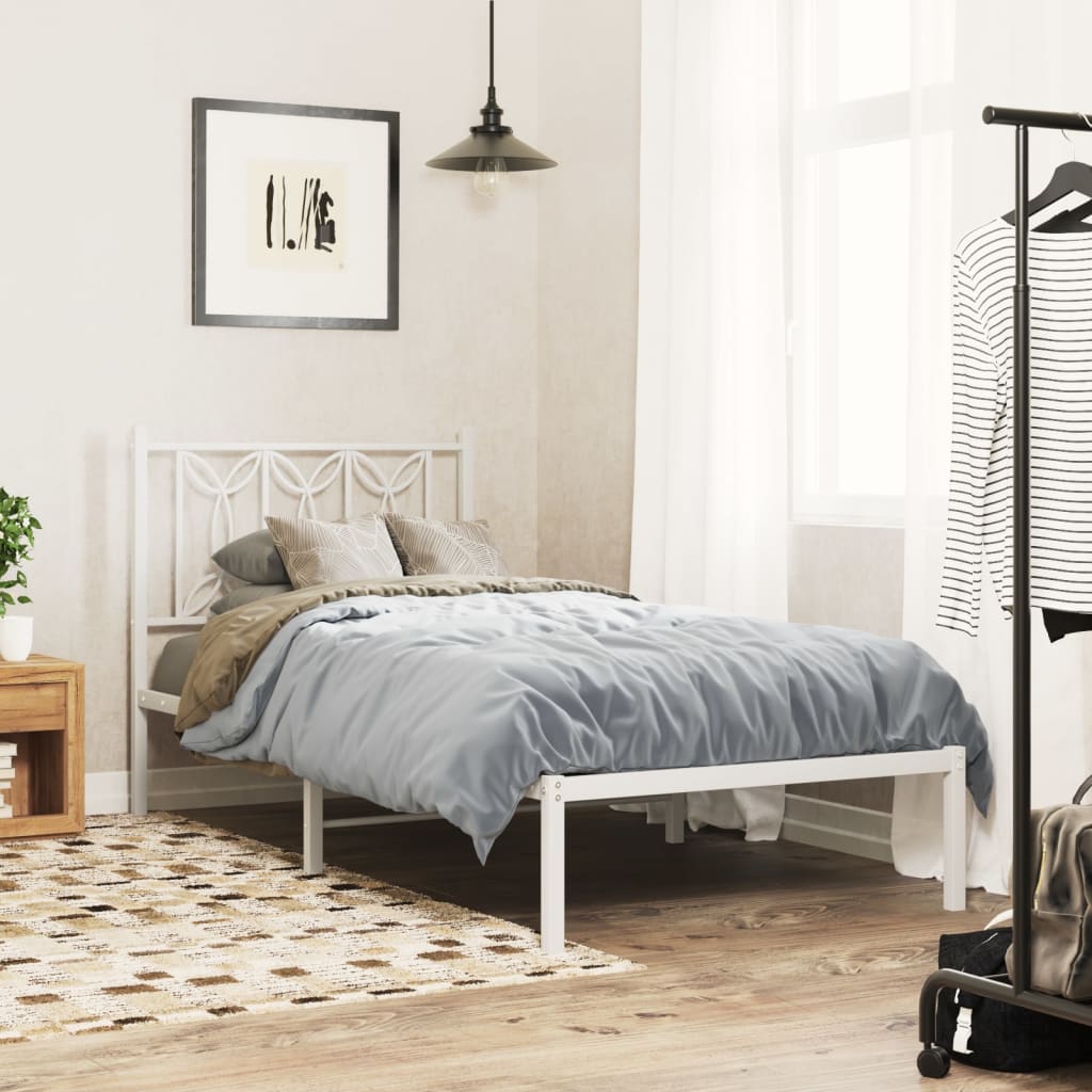 sengeramme uden madras med hovedgærde 75x190 cm hvid