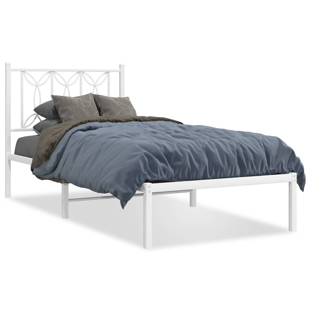 sengeramme med sengegavl 90x190 cm metal hvid
