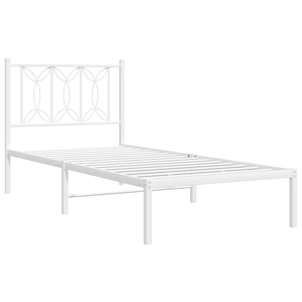 sengeramme med sengegavl 90x190 cm metal hvid
