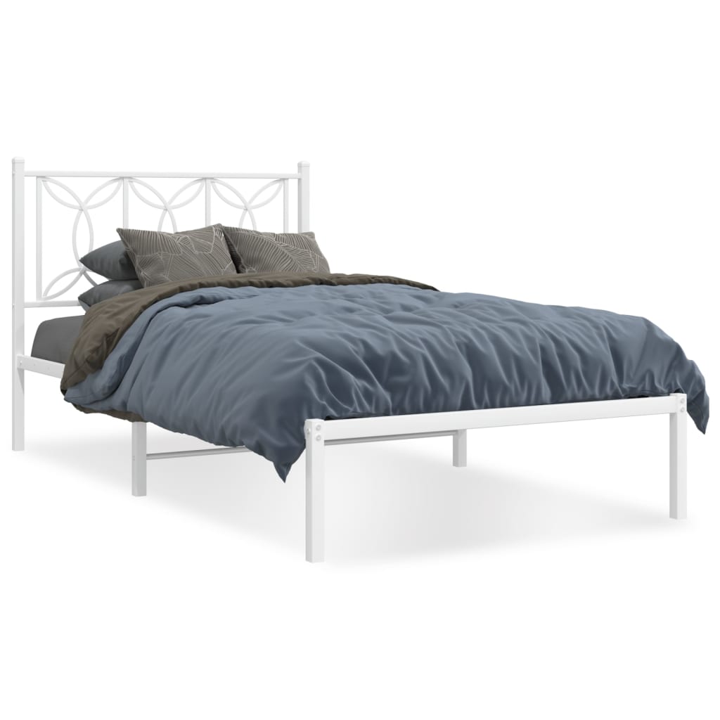 sengeramme med sengegavl 100x190 cm metal hvid