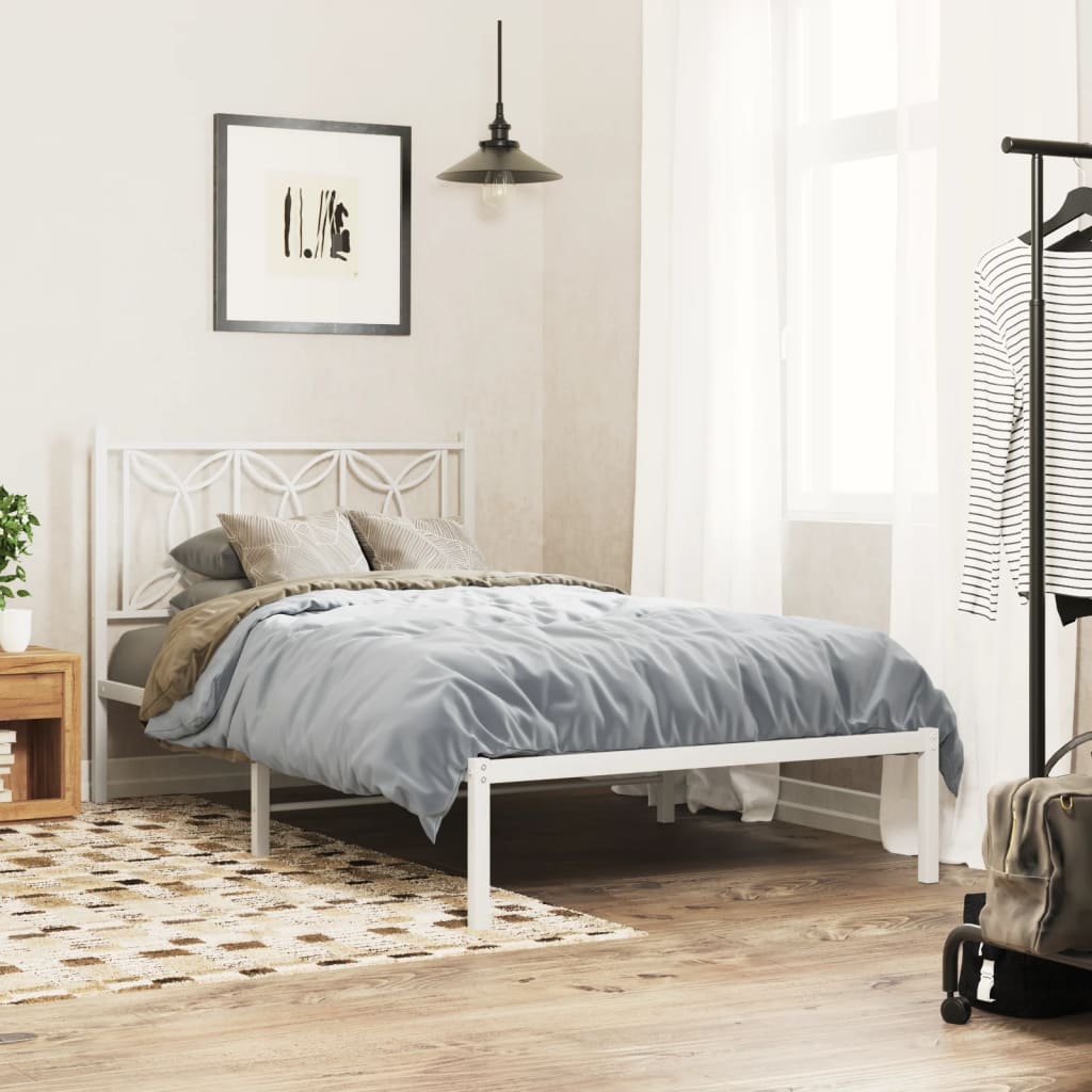 sengeramme med sengegavl 100x190 cm metal hvid