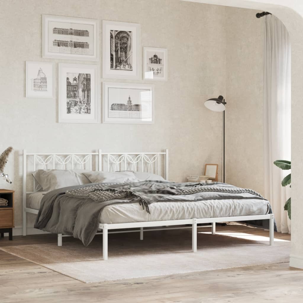 sengeramme med sengegavl 183x213 cm metal hvid