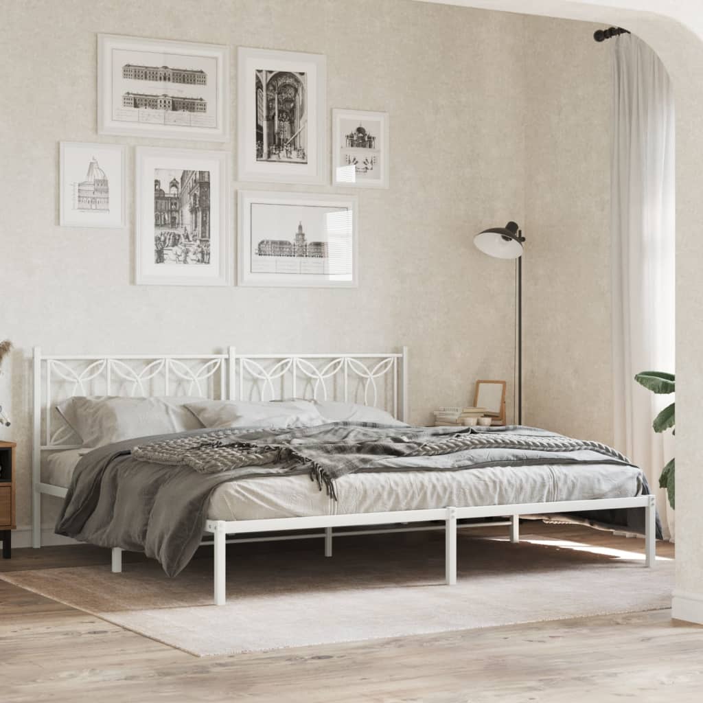 sengeramme med sengegavl 193x203 cm metal hvid