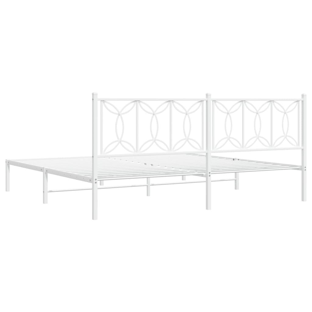 sengeramme med sengegavl 200x200 cm metal hvid