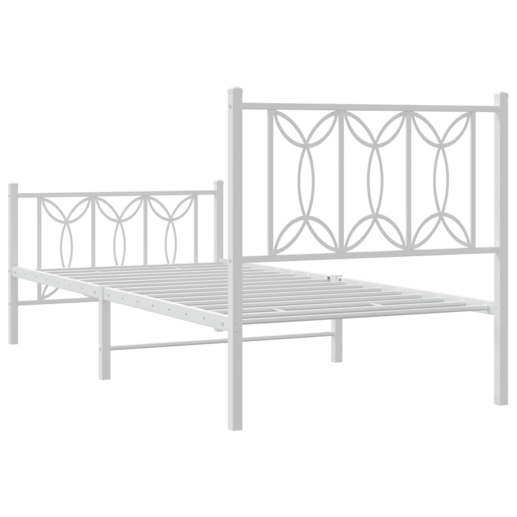 sengeramme med sengegavl og fodgærde 75x190 cm metal hvid