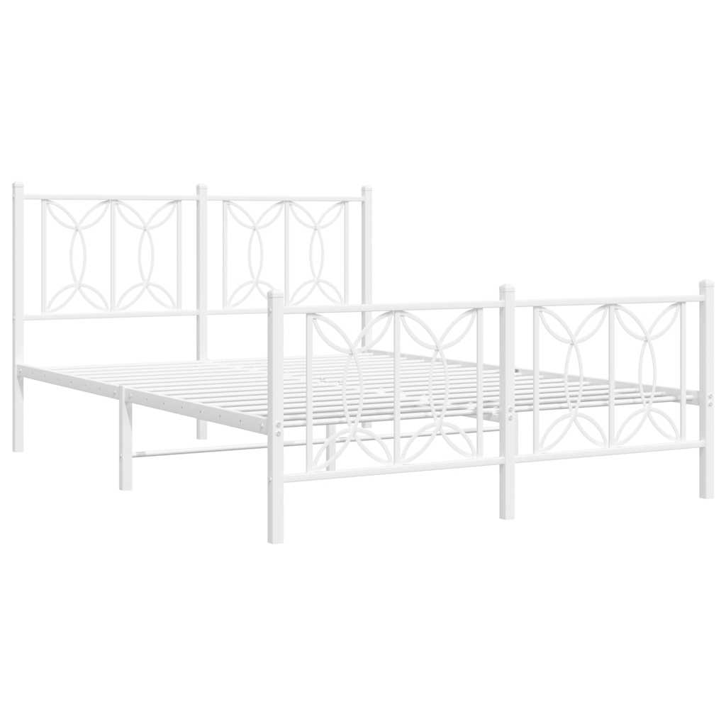 sengeramme med sengegavl og fodgærde 135x190 cm metal hvid
