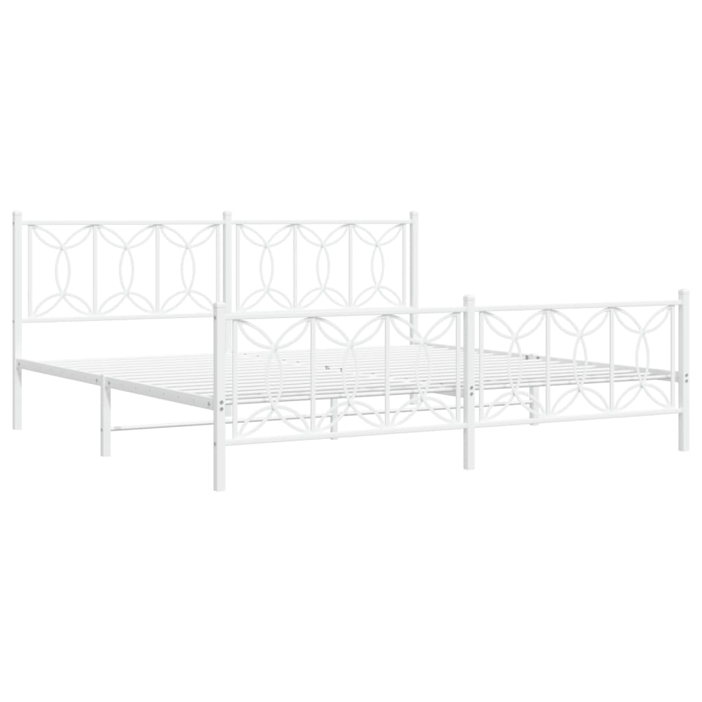 sengeramme med sengegavl og fodgærde 200x200 cm metal hvid