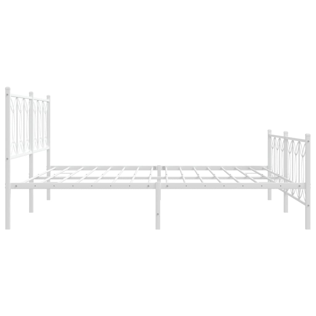 sengeramme med sengegavl og fodgærde 200x200 cm metal hvid
