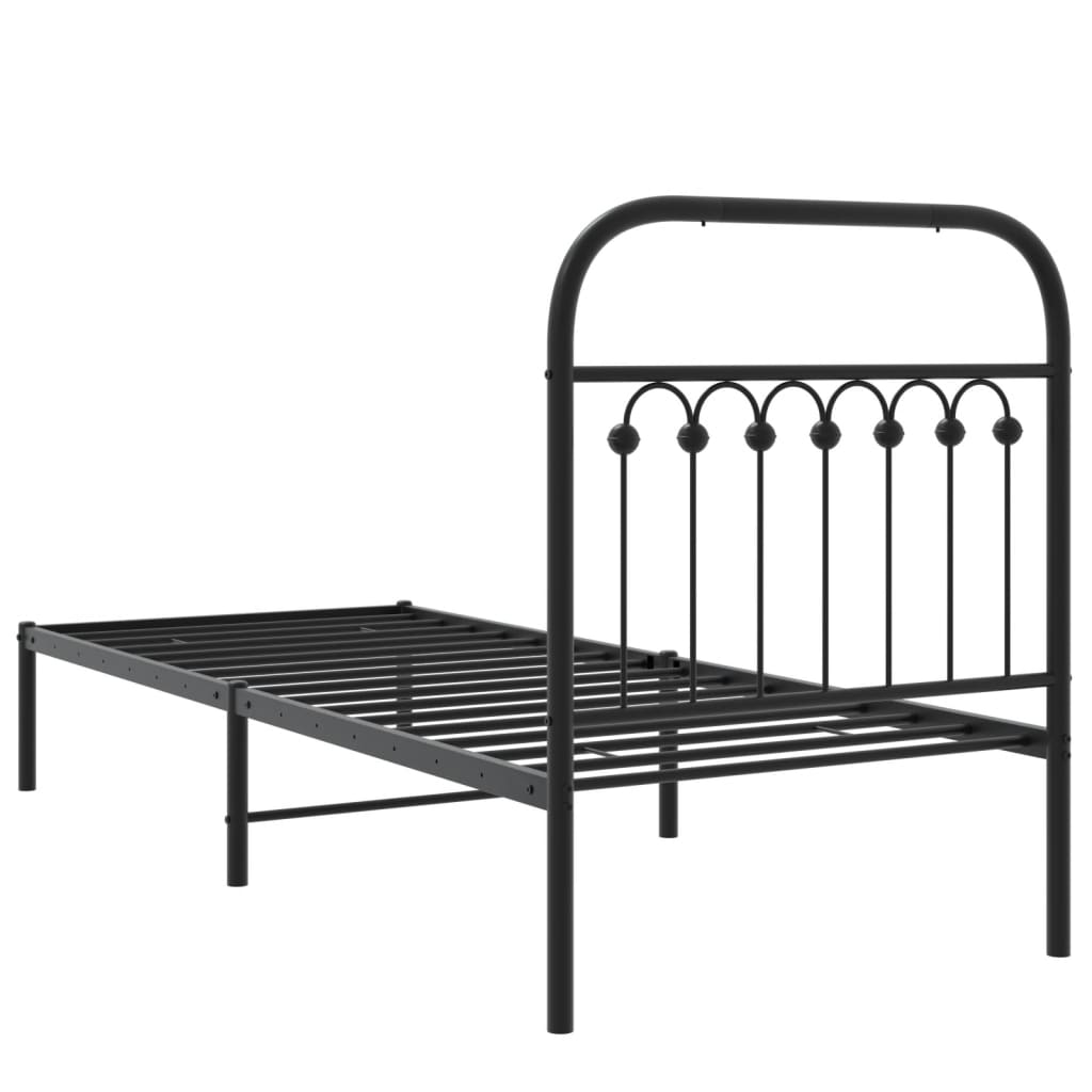 sengeramme med sengegavl 75x190 cm metal sort