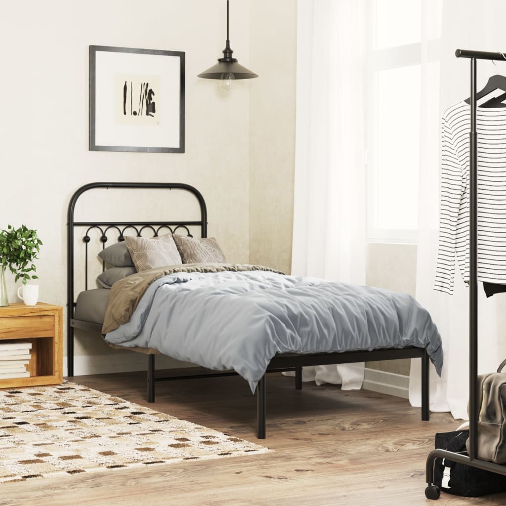 sengeramme med sengegavl 75x190 cm metal sort
