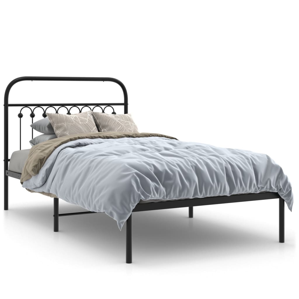 sengeramme med sengegavl 100x190 cm metal sort