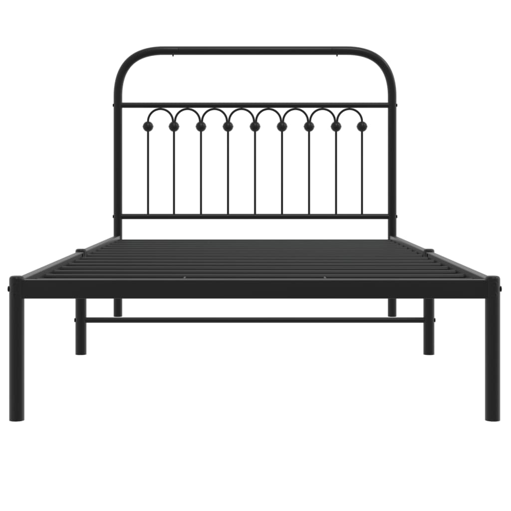 sengeramme med sengegavl 100x190 cm metal sort